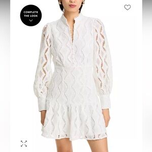 Aqua White wavy Lace dress